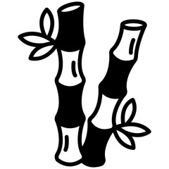 Bamboo glyph and line vector illustration