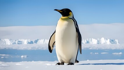 Obraz premium Majestic emperor penguin in serene snowscape, evoking beauty and tranquility.