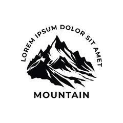 Mountain logo, silhouette flat design illustration isolated on white background