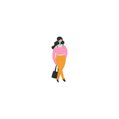 pose of person in pink clothes walking person