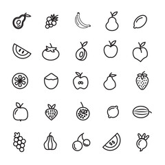 Creative fruits vegetables icon pack fruit food vegetable simple set vector line icons