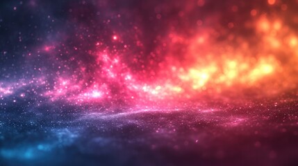 Naklejka premium A mesmerizing blend of colorful bokeh particles spread across a gradient backdrop, creating a dreamlike scene