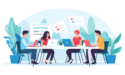 vector flat people on business teamwork illustration flat illustration.
