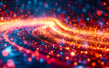 Fototapeta premium Abstract Light Background Glowing Bokeh Shiny Sparkle: Texture Shine Pattern Design Blurred Magical Glamour Christmas Effect Space