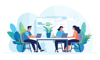 vector flat people on business teamwork illustration flat illustration.
