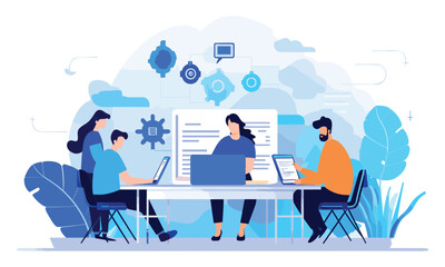 vector flat people on business teamwork illustration flat illustration.
