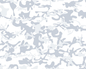 Army Snow Grunge. Modern Gray Texture. Blue Hunter Pattern. White Seamless Print. Military Vector Camoflage. Vector Abstract Camouflage. Digital Camouflage. Snow Camo Paint. Woodland Camo Brush.