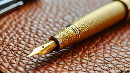 Pen Macro Paper Business Fountain Office Black Closeup: Notebook Handwriting White Ink Write Document Background Diary Work