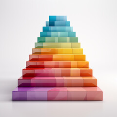 Fototapeta premium Colorful 3d stair steps, White background