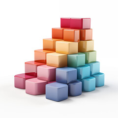 Colorful 3d stair steps, White background