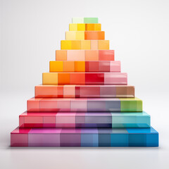 Colorful 3d stair steps, White background