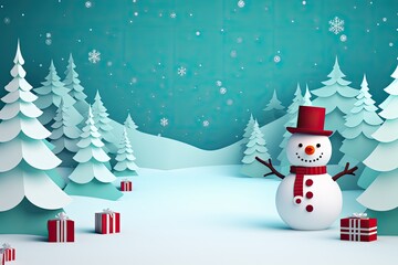 A snowman in a winter wonderland