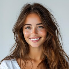 Naklejka premium Young Woman Beautiful Smile On White Background, Illustrations Images