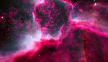 Red nebula in deep space