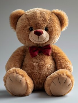 Bear Hug - A Cuddly Teddy Bear with a Red Bow Generative AI