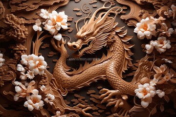 Fototapeta premium Floral Dragon