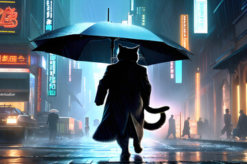 A cat walking with an umbrella in the city.-3
Generative AI