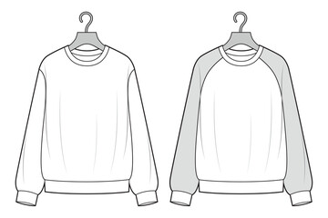 White sweatshirt on hanger mock up front view.