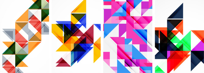 Set of colorful triangle poster cover template backgrounds. Vector illustration For Wallpaper, Banner, Background, Card, Book Illustration, landing page