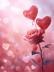 Elegant Valentine's Themed Digital Art with Roses and Heart Balloons