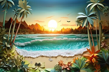 Fototapeta na wymiar A Beach Sunset Paradise