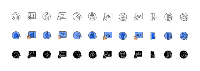 Wi-Fi icon set. Wi-Fi signal collection. Linear, flat and silhouette style. Vector icons - obrazy, fototapety, plakaty