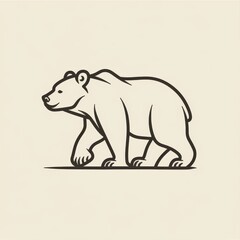 Fototapeta premium simple line art graphic logo of a bear - isolated on plain background