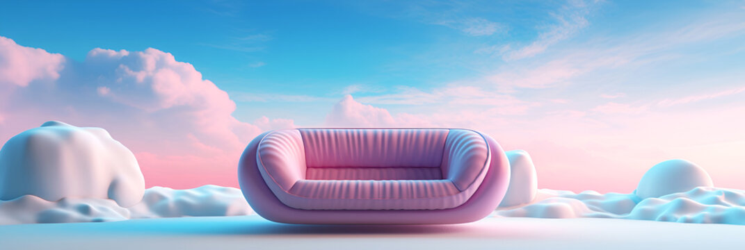 Surreal background for Singles Awareness Day. Banner on a blue background.