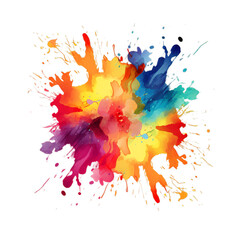 Holi festival of color,colored powder explosions isolated , festival fun and colorful gulal with Colored splash, watercolor splash