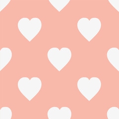 Pattern with white hearts on a pink background. Style for print on fabric, gift wrap, web backgrounds, scrap booking, patchwork  Vector illustration Seamless background
