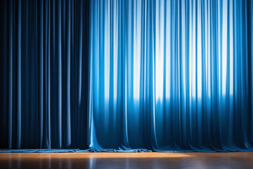 Blue curtain backdrop
