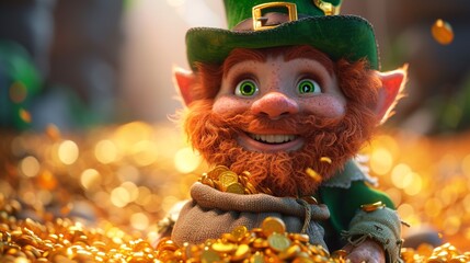 Fototapeta premium Leprechaun's Gold Rush: A St. Patrick's Day Celebration Generative AI