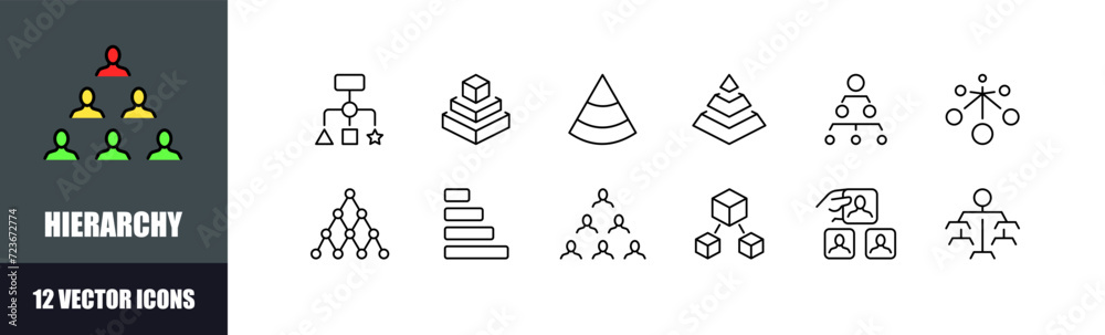Poster hierarchy icon set. linear style. vector icons