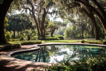 pool in the garden.