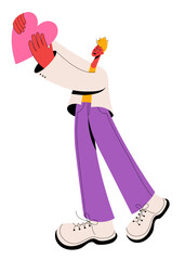 Man holding heart, give and share love. Donating or valentines day concept.