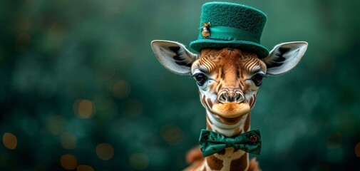 Naklejka premium St. Patrick's Day Giraffe: A Cute and Festive Mascot Generative AI