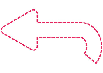 ピンクのシンプルな曲がる矢印