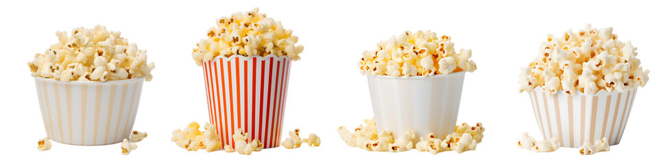 popcorn isolated on a transparent PNG background, white background , Generative Ai