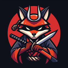 Free High Quality warrior kitsune warrior esports mascot gaming logo template