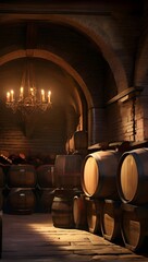 wine barrels in cellar
