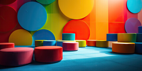 Fototapeta premium Colorful Circular couches Rainbow colors.