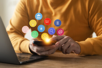 businessmen Are working on smartphones to use the search engine optimization tool. To find...