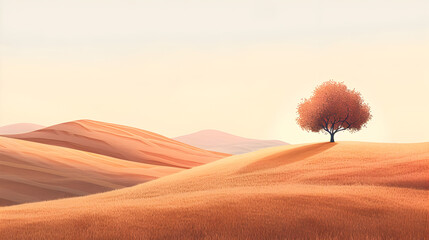 Isolated Tree in a Red Field