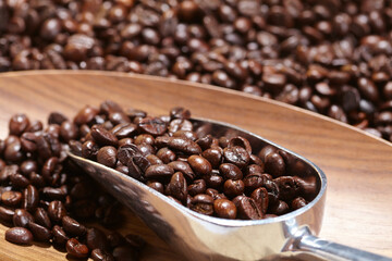 coffee beans on the wooden table