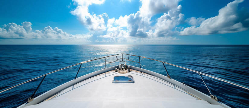 front ocean view from bow yacht. luxury romantic travel.