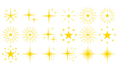 Set Of Sparkle Star Icon Vector