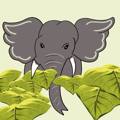 elephant with leaves 