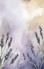 Vintage watercolor illustration with lavender in the background. AI Generated