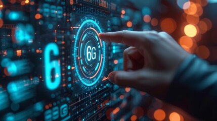 Fototapeta premium Concept de Technologie Futuriste 6G avec Interface Holographique