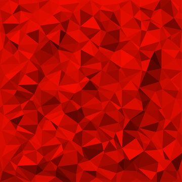 Low polygon shapes, red background, scarlet crystals, triangles mosaic, creative origami wallpaper, templates vector design